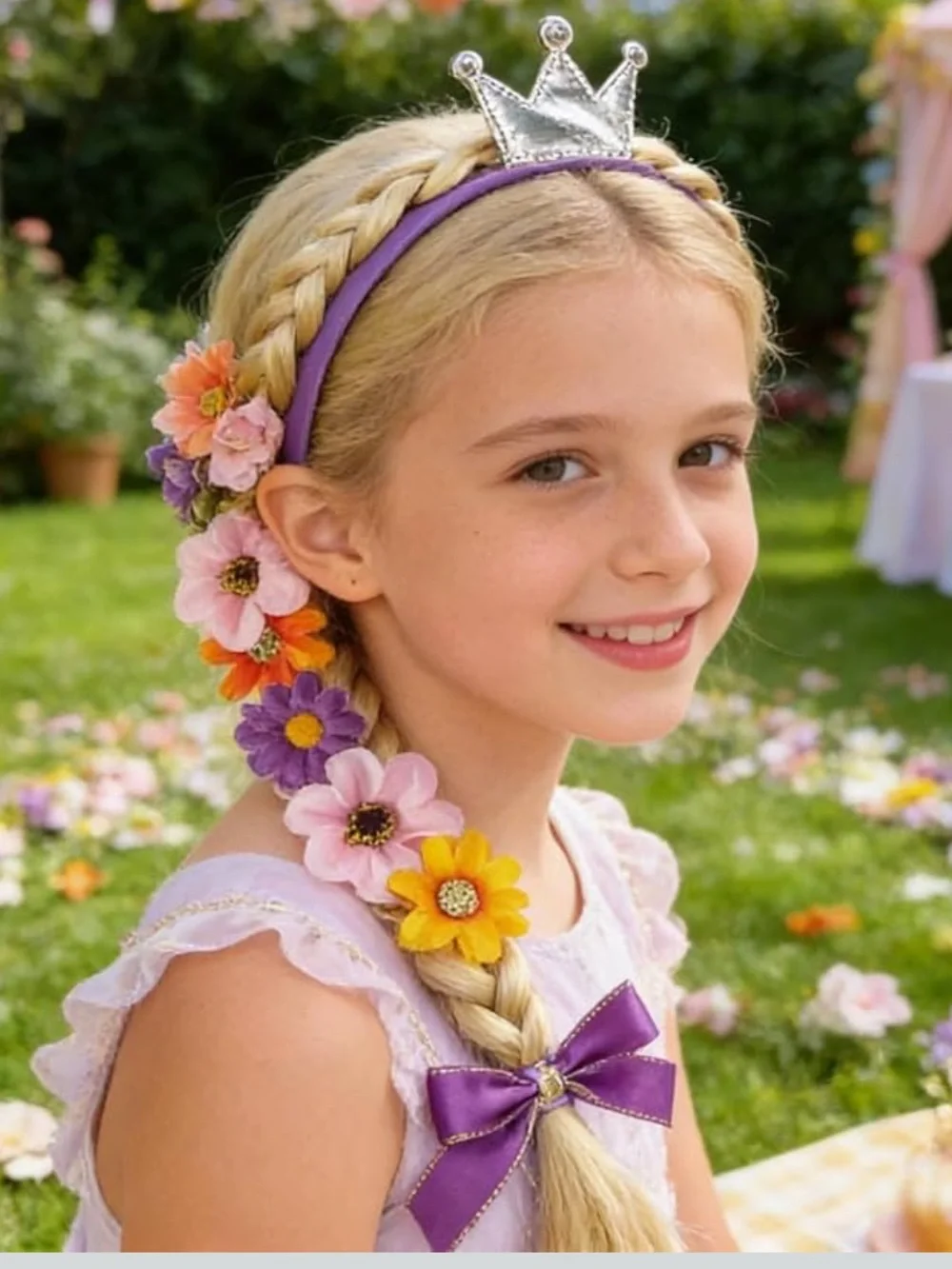 SPOOKTAKULAR girls purple fairy princess headband wig piece